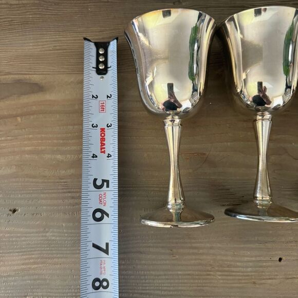 Vintage Silver Plated Salem Portugal MCM Wine Water Goblet Cup Chalice Set Of 4 - Picture 7 of 9